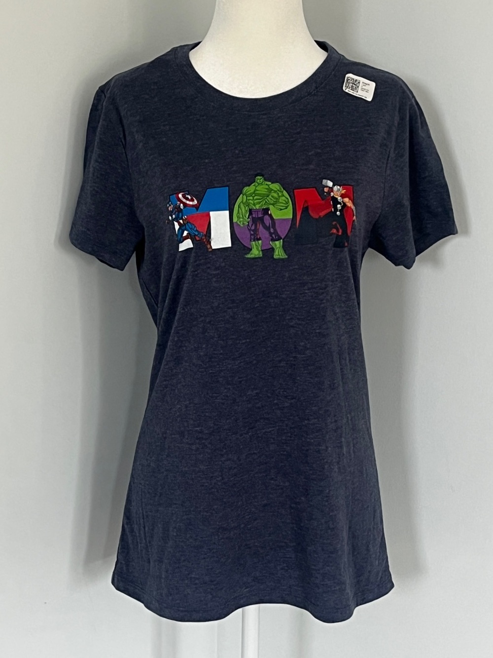 NWT Port & Company Marvel Avengers Characters T-shirt Forming the Word “MOM”